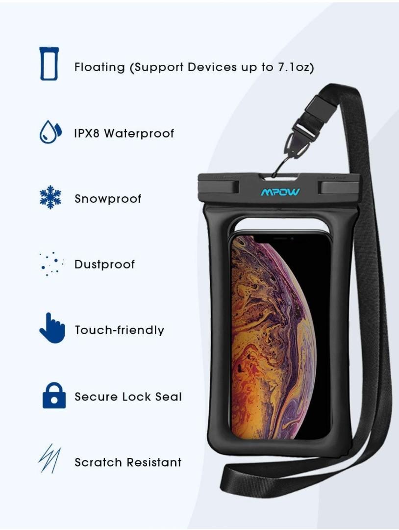 Mpow 084 Waterproof Phone Pouch Floating IPX8 Universal Waterproof Case Underwater Dry Bag 2 inside winiphone11pro