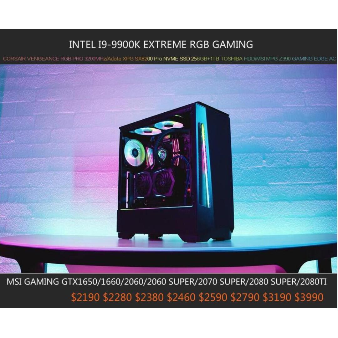 Msi I9 9900k Extreme Rgb Gaming Custom Desktop Pc With Built In Wifi Bluetooth Msi Gaming 1660ti Rxt60 Rtx60 Super Rtx70 Super 80 Super 80ti Build To Order Electronics Computers Desktops On Carousell