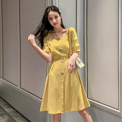 2022 Loose Elegant Korean Casual Tunics Prom Women's Dresses Yellow Linen  Vintage Aesthetic Summer Light Dress Fashion Midi Robe - Dresses -  AliExpress