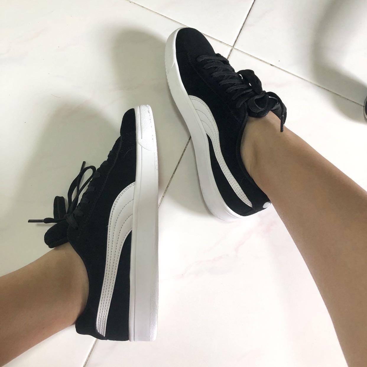 puma black soft foam shoes