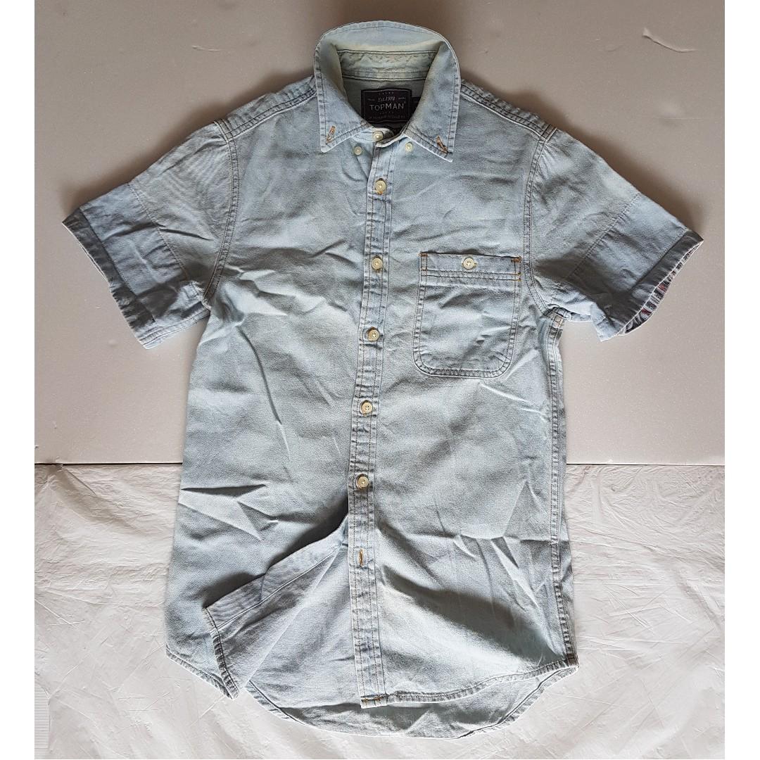 Rare Designer Fashion Topman Denim Shirt United Kingdom Uk