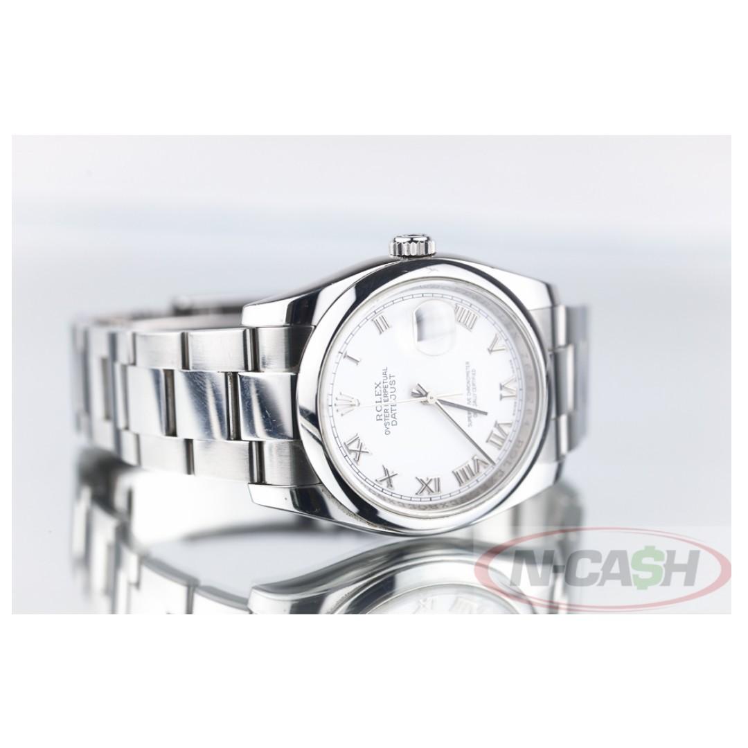 Rolex Men's Datejust 36mm (Category: Luxury Watches) located in Quezon City. Submitted by luxury_by_n-cash (Listing ID 251189595, Image 3). Description: N-CASH Watch Pawnshop Philippines "Instant Cash for Rolex and Other Swiss Watches" http://bit.ly/2FtK1G5 Rolex Men’s Datejust 36 in Steel Ref. 116200 36mm steel case White dial with Roman markers Engraved rehaut Appearance is around 9.8 out of 10. Still like new. Purchased at local Rolex AD back 