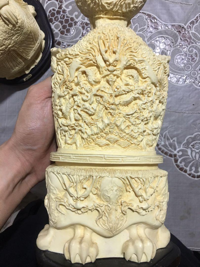 Vintage Chinese Hand Carved Resin Royal Figurine Statue Emperor