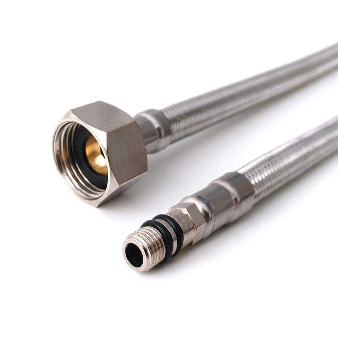 1264A) Pack of 2 Kitchen/Basin Monobloc Mixer Tap Connectors Flexi Pipes Tails British Standard