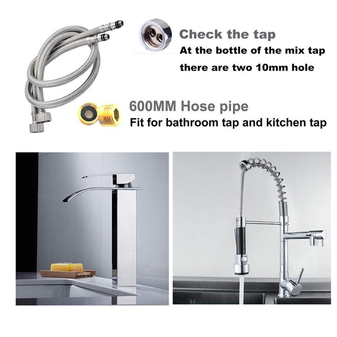 1264A) Pack of 2 Kitchen/Basin Monobloc Mixer Tap Connectors Flexi