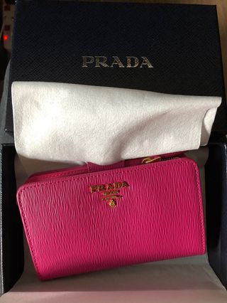 Prada 皮革銀包 粉紅色 全新64235807068803110