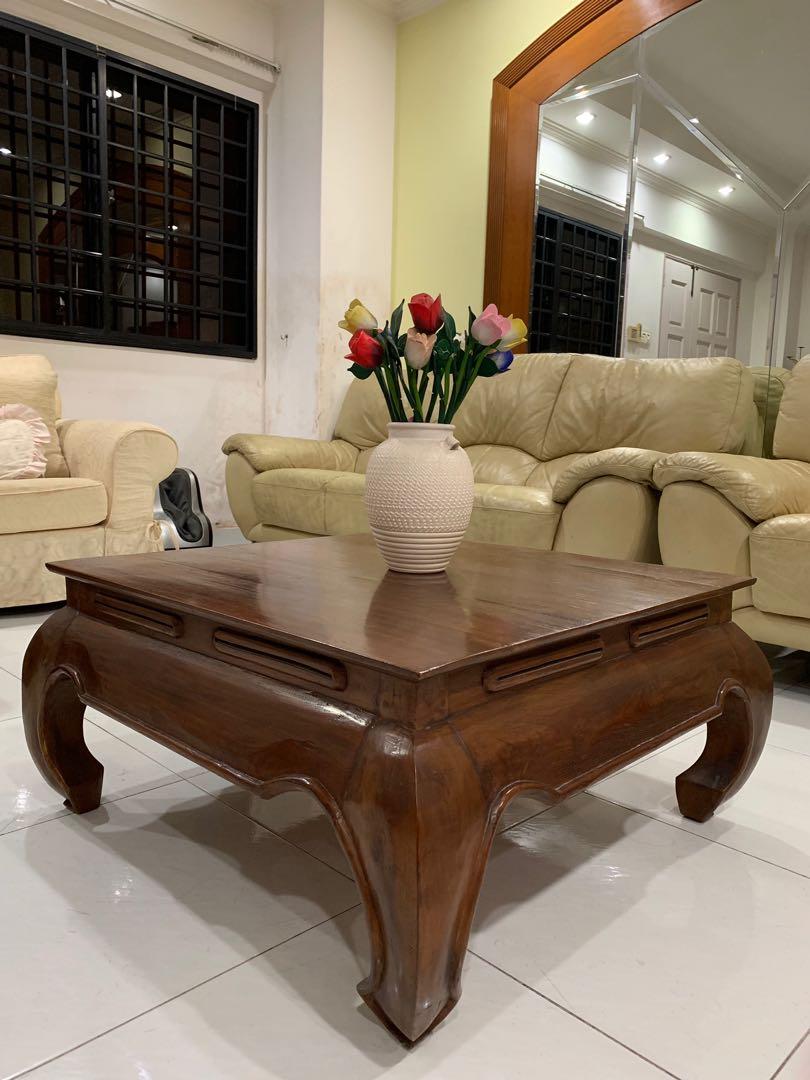 Teak wood Balinese style coffee table, Furniture & Home Living