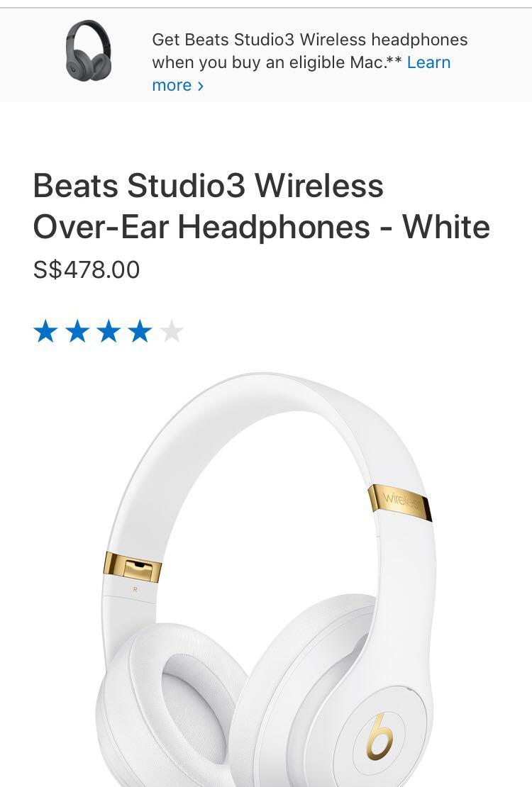 beats studio3 wireless headphones white