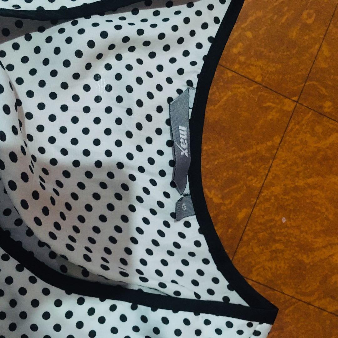 B&W polka printed (Category: Blouses) located in Cavite. Submitted by PikaHi (Listing ID 251263989, Image 2). Description: •99% condition.