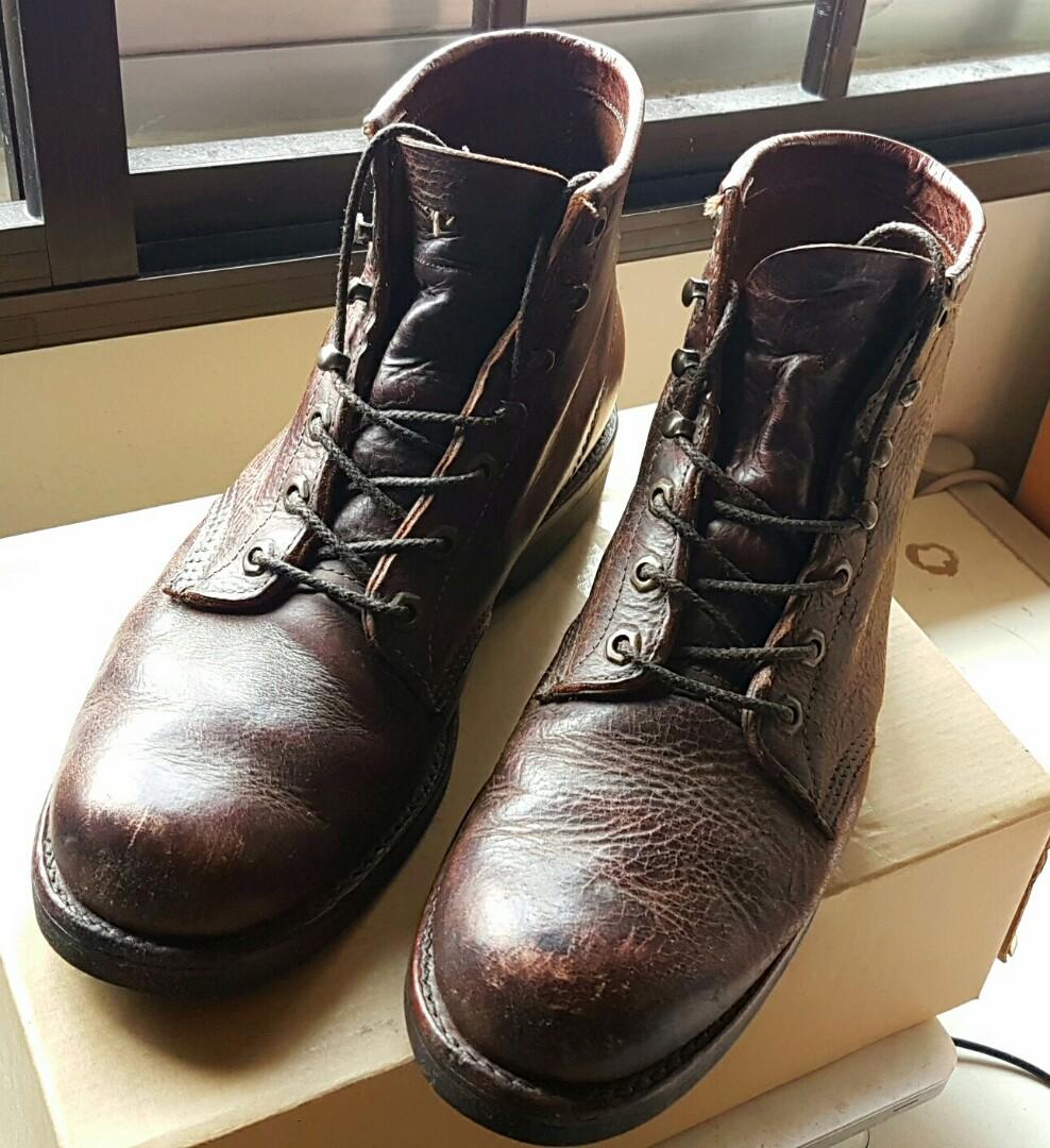 Chippewa Apache Lace Up Derby 20065 6 Brown Burnished Leather Boots Gumlite Soles Made in USA