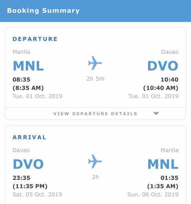 Davao flight for 2, Tickets & Vouchers, Flights & Overseas Attractions