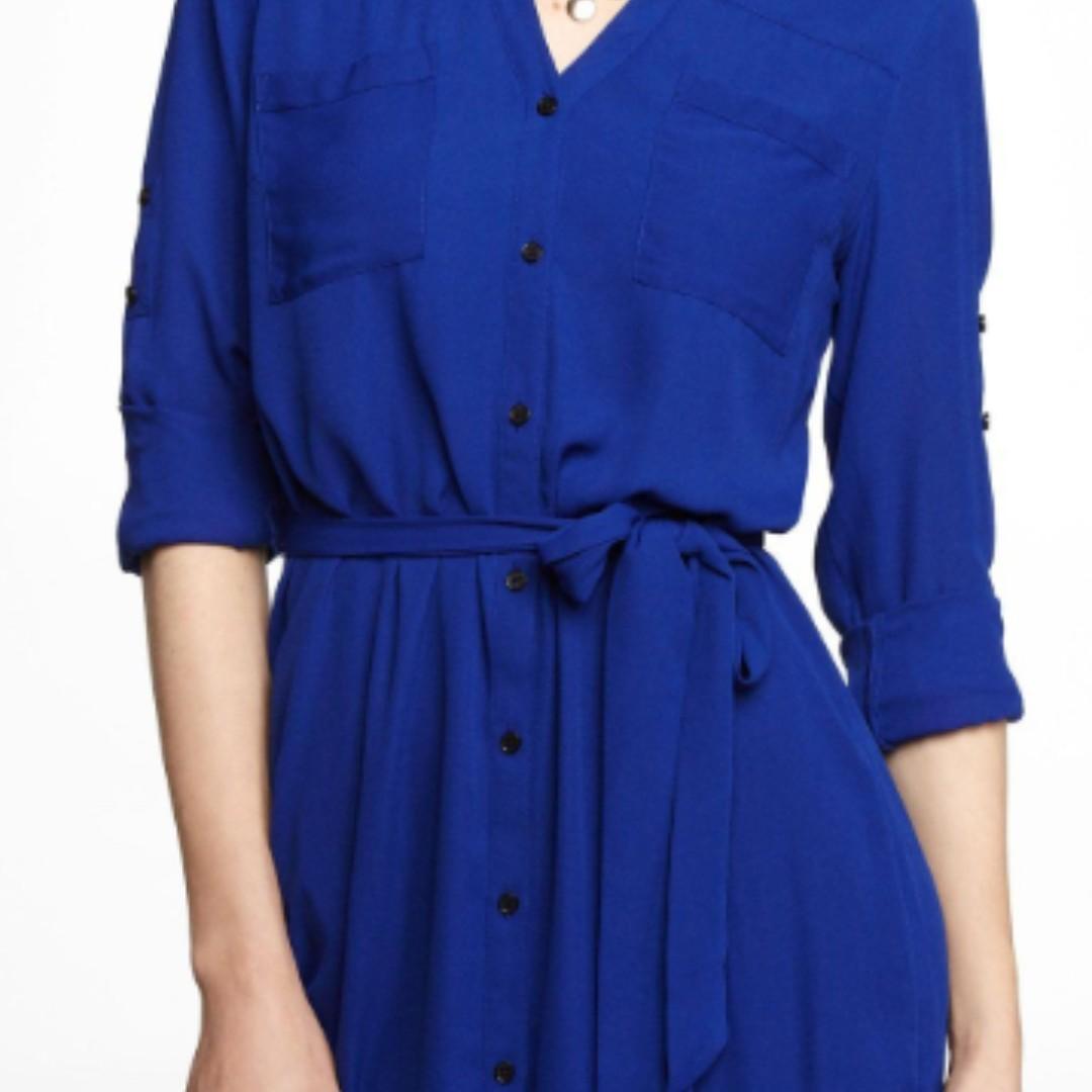 Electric blue shirt dress hotsell