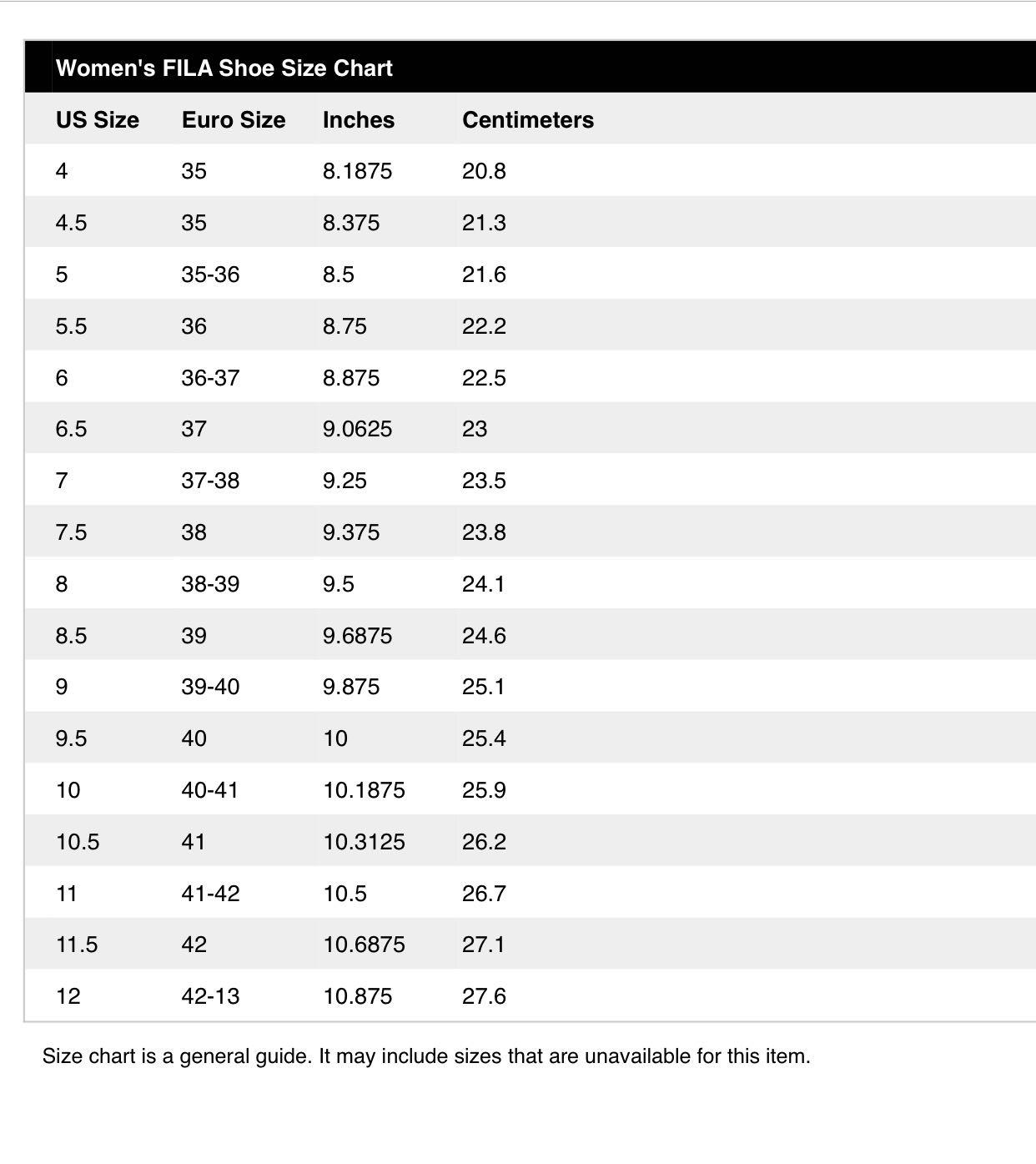 Fila Sandals Fila Shoes Size Chart Cm Clearance Fila Kids Shoe