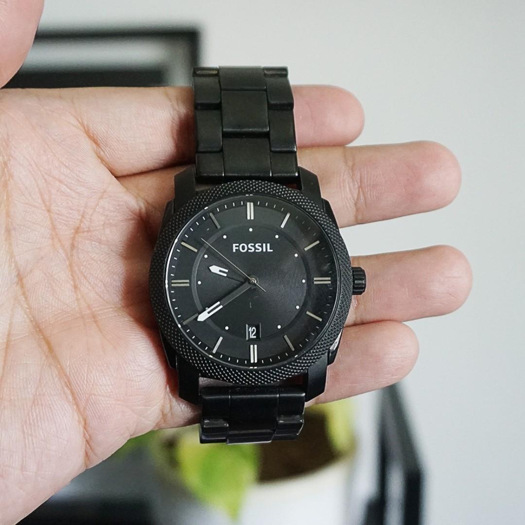 Fossil machine black stainless steel watch store