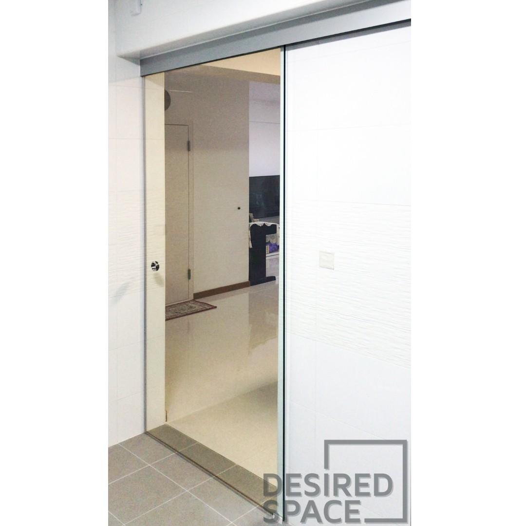 Frameless Tempered Glass Sliding Glass Door Home Services Renovations On Carousell