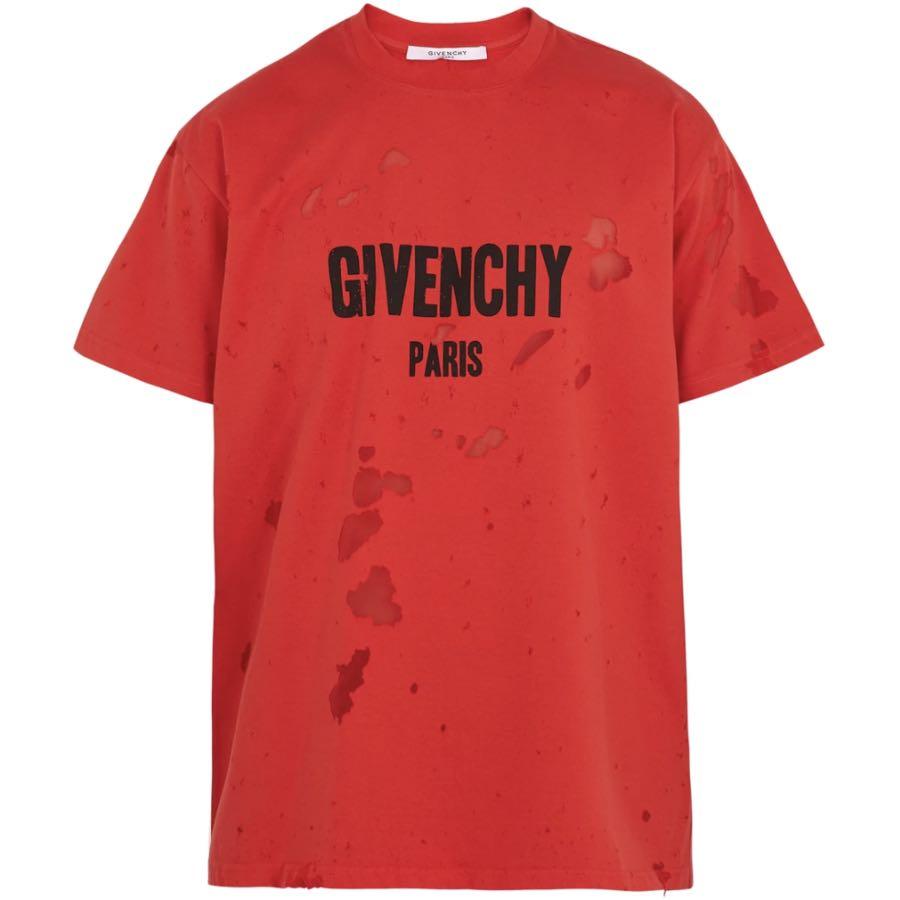 givenchy destroyed t shirt red