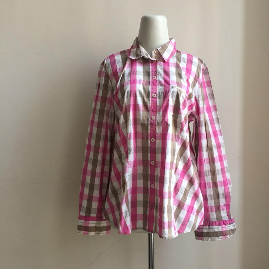Kemeja Wanita Kotak Kotak Pink Koleksi Rina Kemeja Wanita Kotak Kotak Pink Koleksi Rina