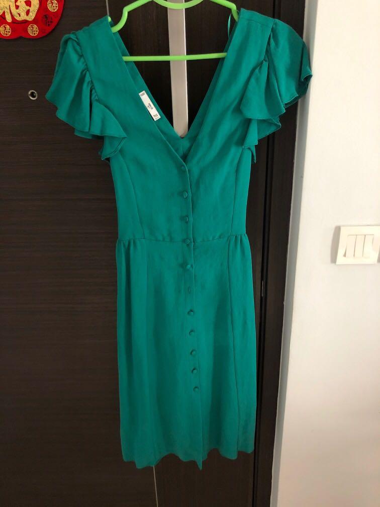 mango green dress 2019