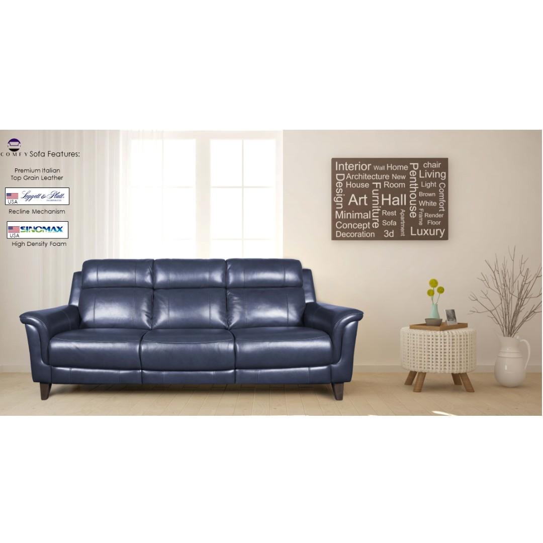 Top Grain Leather Power Reclining Sofa Set Baci Living Room