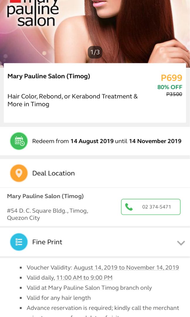 Metrodeal hair rebond voucher, Tickets & Vouchers, Vouchers on Carousell