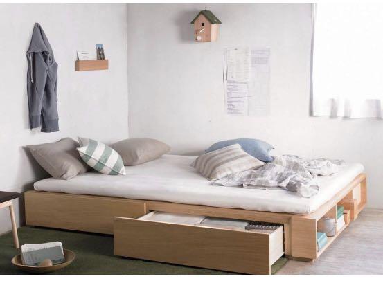 Queen Size Bed With Storage Frame Only, Muji Queen Size Bed Frame