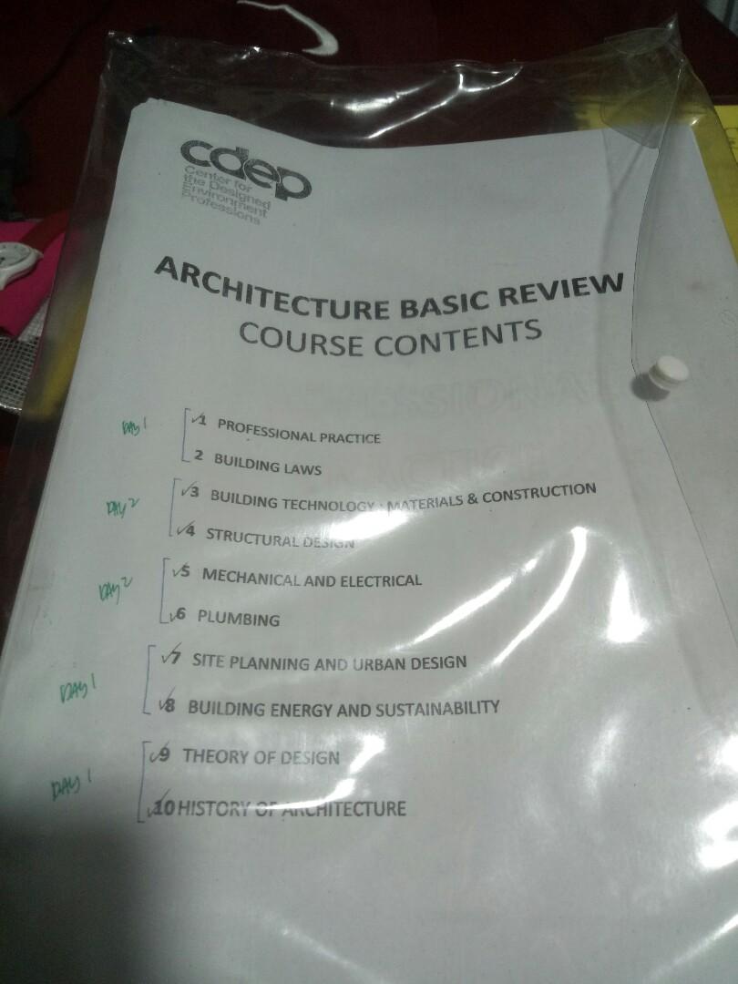 Reviewer for Architecture Licensure Exam with Refresher notes, Hobbies