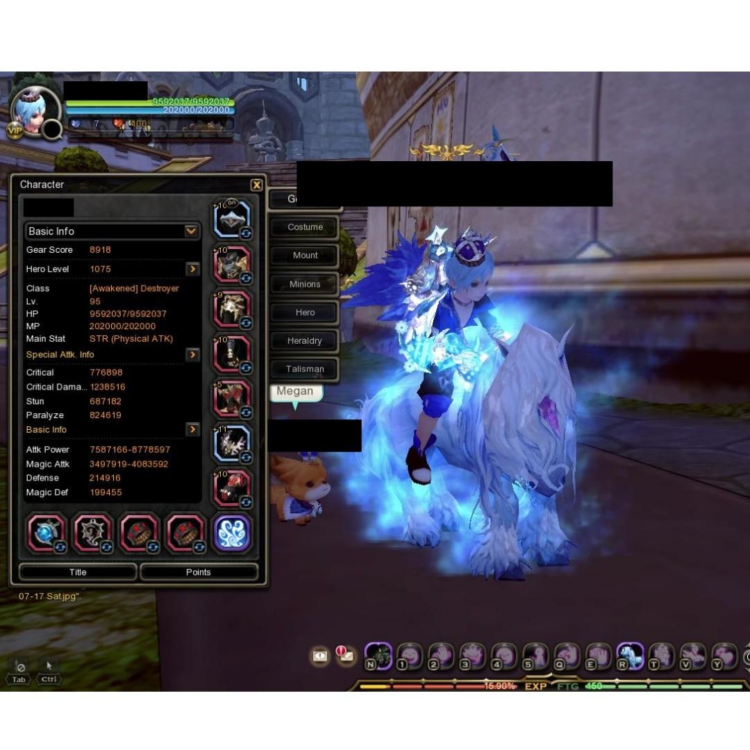 S Destro Glad Main Account Dragon Nest Sea With 2 Chars Conversion Sets Destro Flur Toys Games Video Gaming In Game Products On Carousell