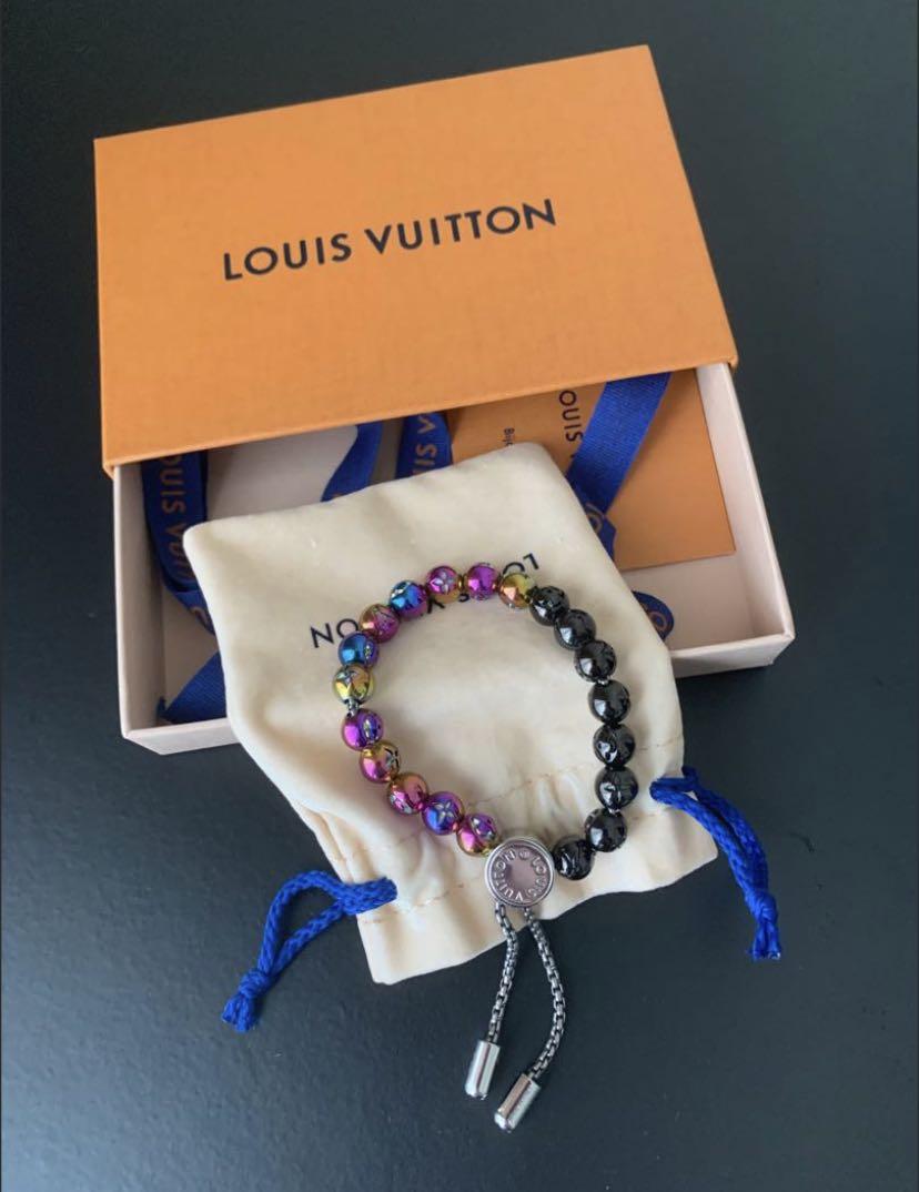 Louis Vuitton Pearls Bracelet Engraved Monogram Colors Black