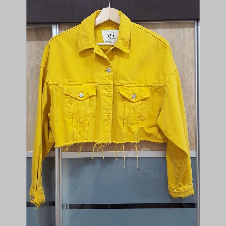 Yellow cropped jean jacket online