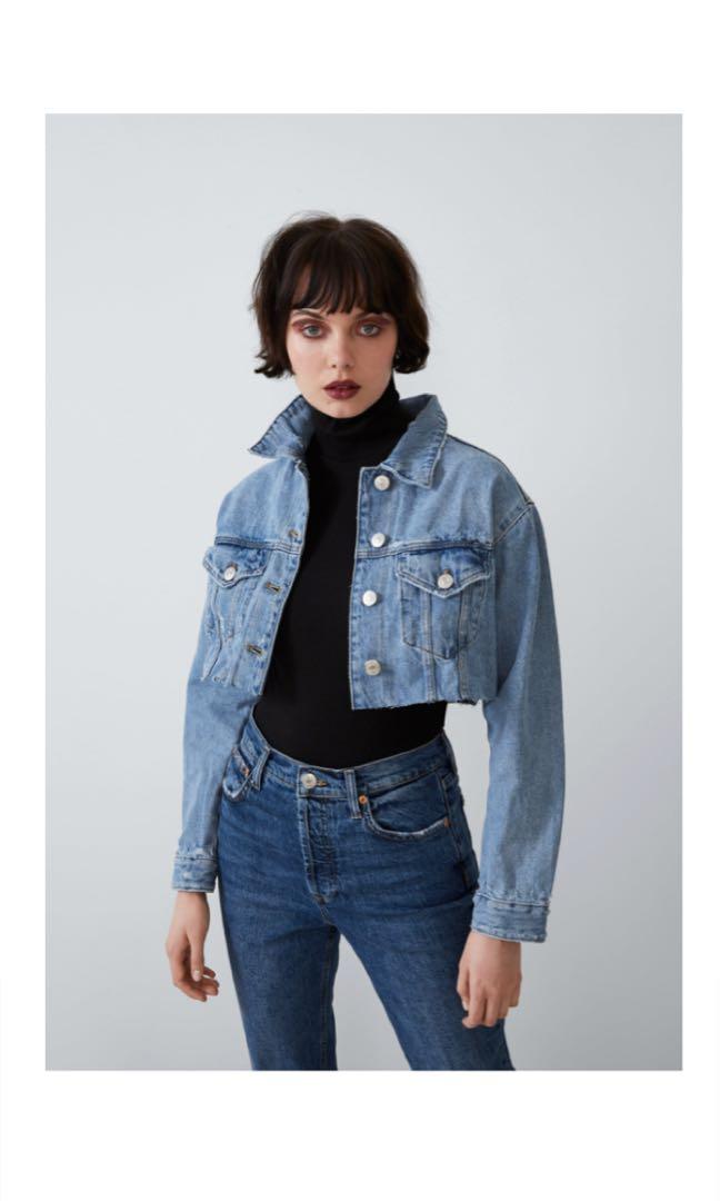 zara crop jean jacket