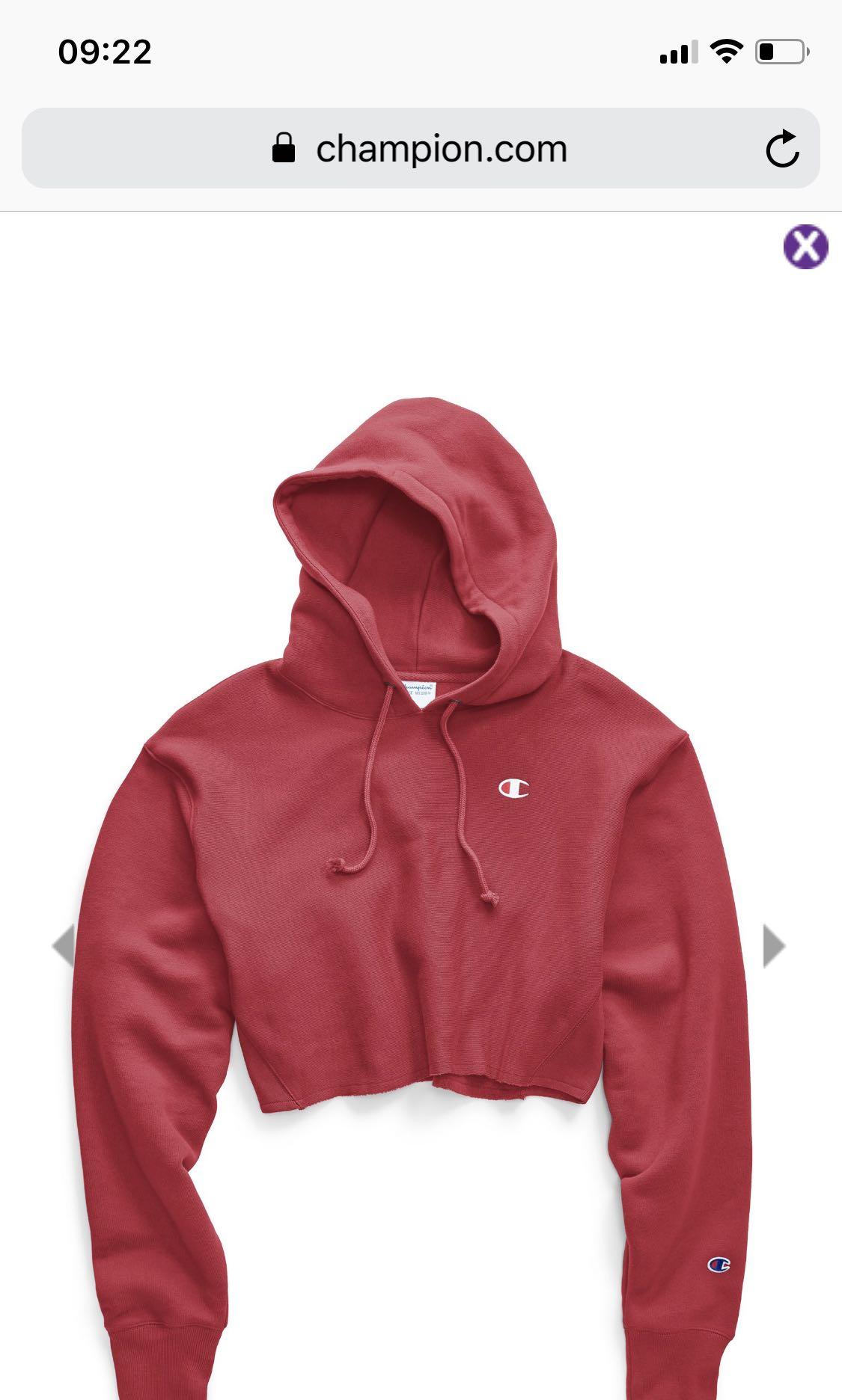 champion reverse weave cropped cut off hoodie
