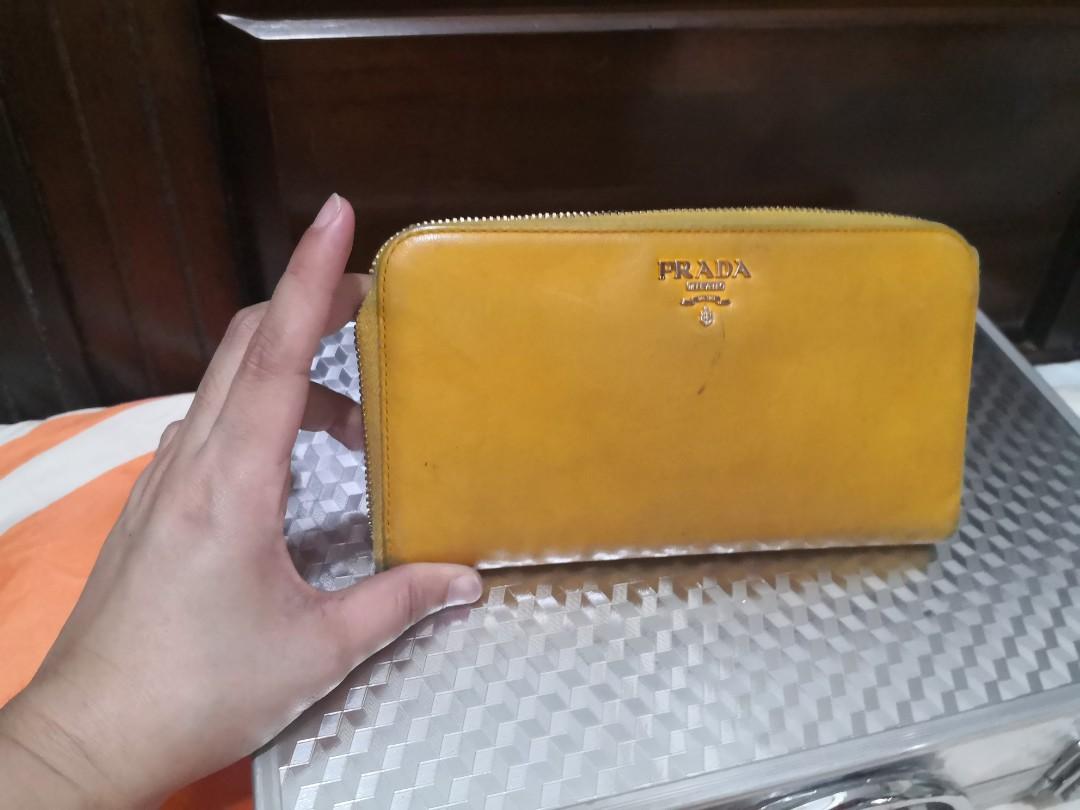 yellow prada wallet
