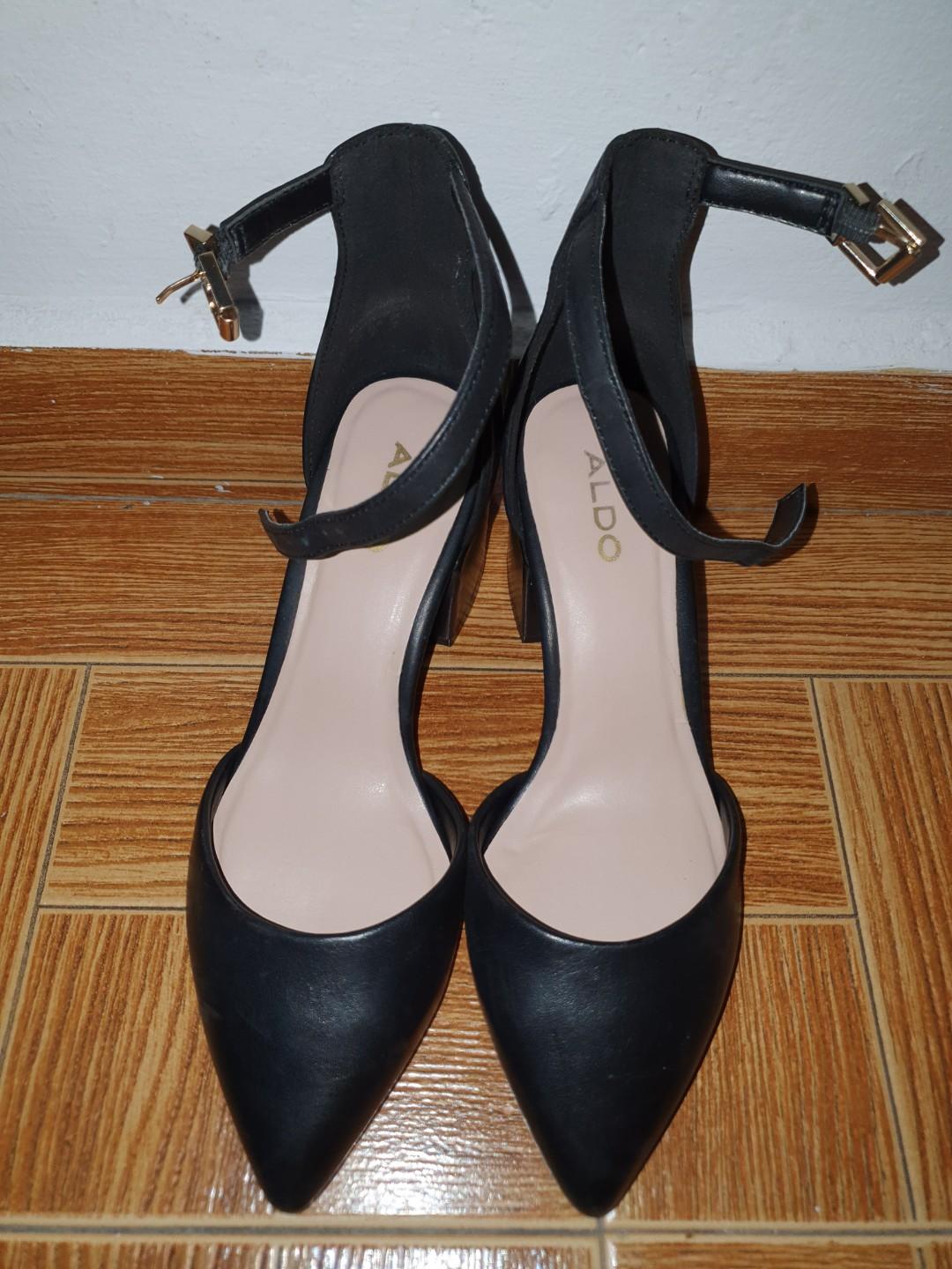 aldo black strap heels