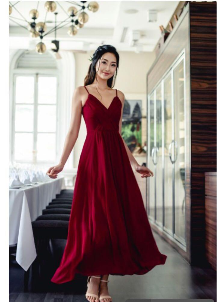 Elegant burgundy shop dress