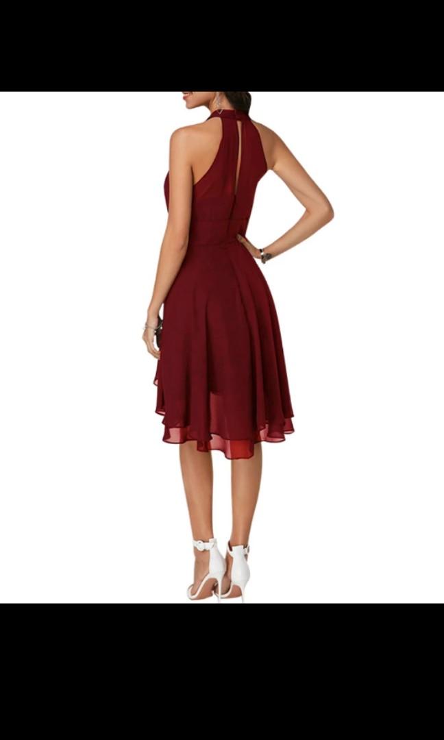 red flowy cocktail dress