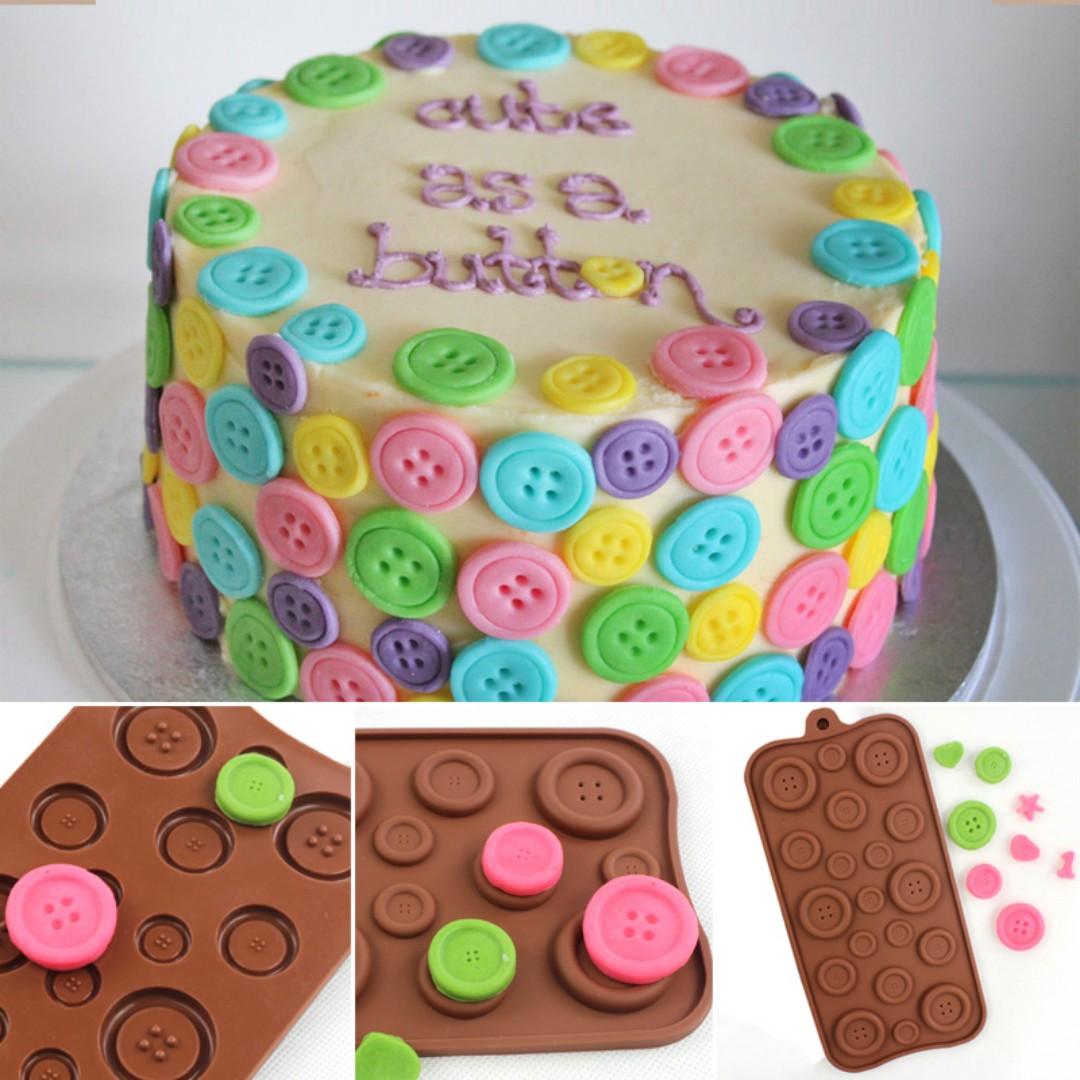 Button Fondant Silicone Mould For Cake Decorating Or Buttons Studs