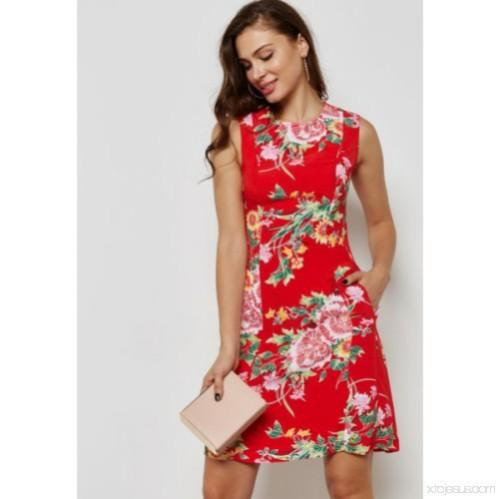 Dorothy Perkins Red Floral Print Skater Dress Women s Fashion Dresses Sets Dresses on Carousell