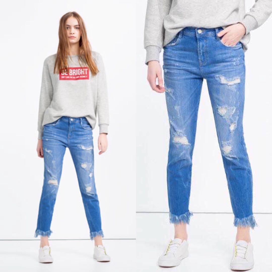 zara frayed jeans