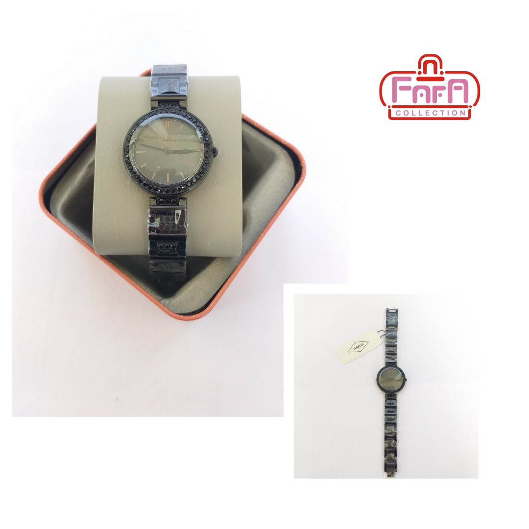FOSSIL KARLI THREE HAND BLACK STAINLESS STEEL WATCH BQ3440 Fesyen Wanita Jam Tangan di Carousell