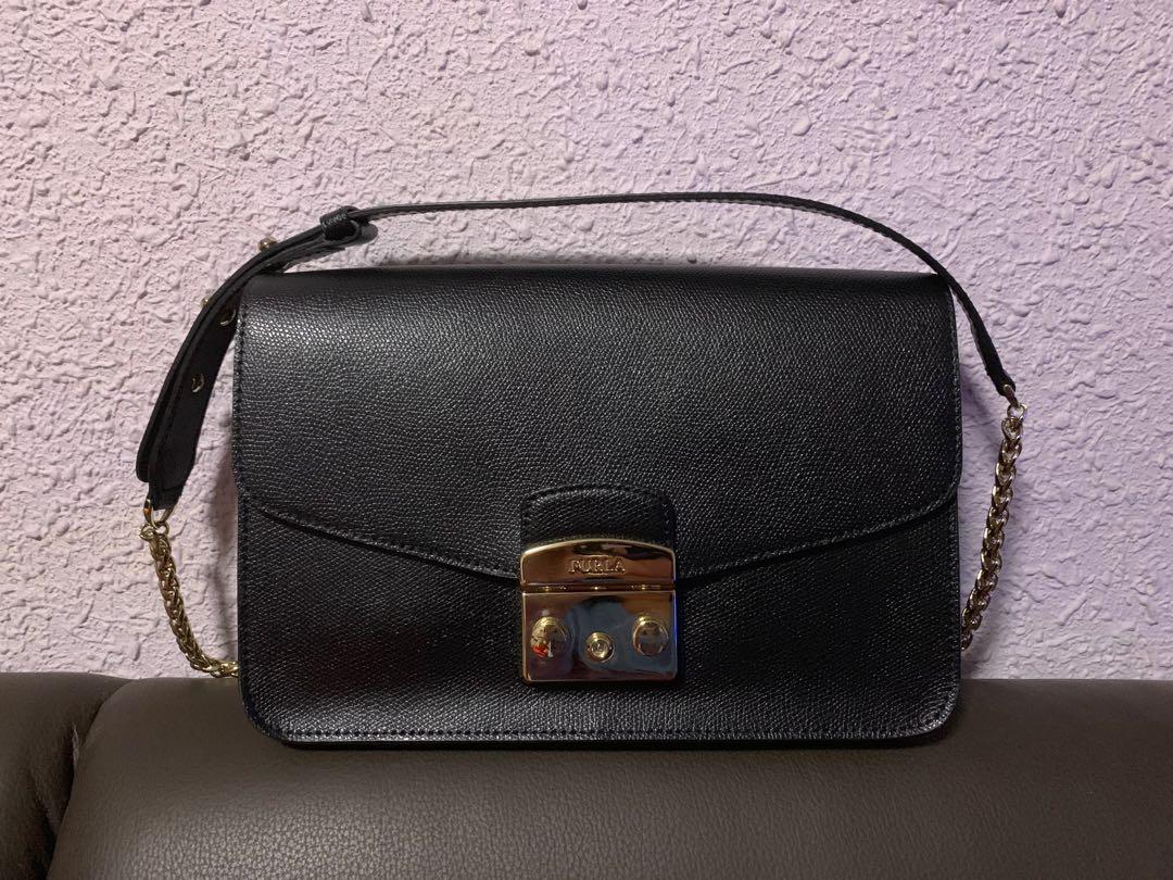 Furla black sling bag cheap