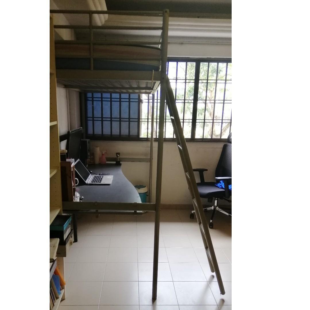 Free Ikea Metal Loft Bed With Desk Furniture Beds Mattresses On Carousell