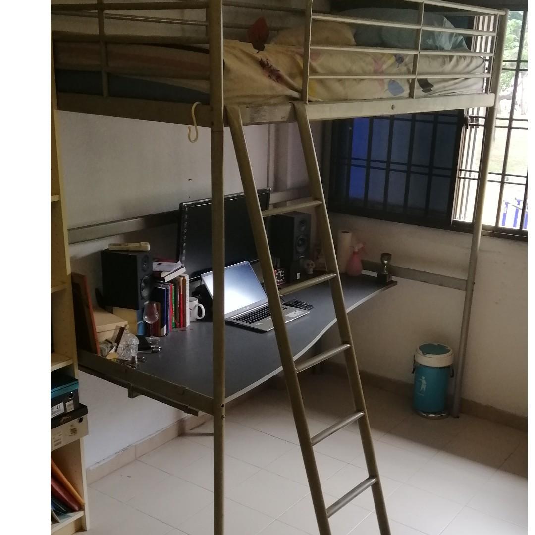 Free Ikea Metal Loft Bed With Desk Furniture Beds Mattresses