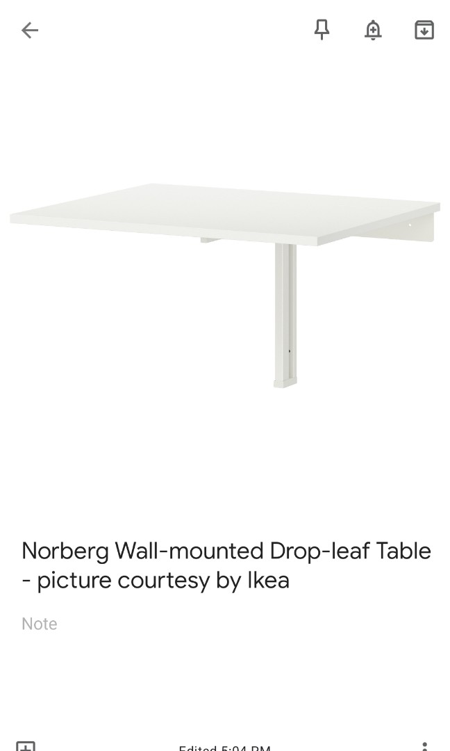 Thanksgiving pay off idea IKEA Norberg Wall-mounted Drop-Leaf Table, Furniture & Home Living,  Furniture, Tables & Sets on Carousell