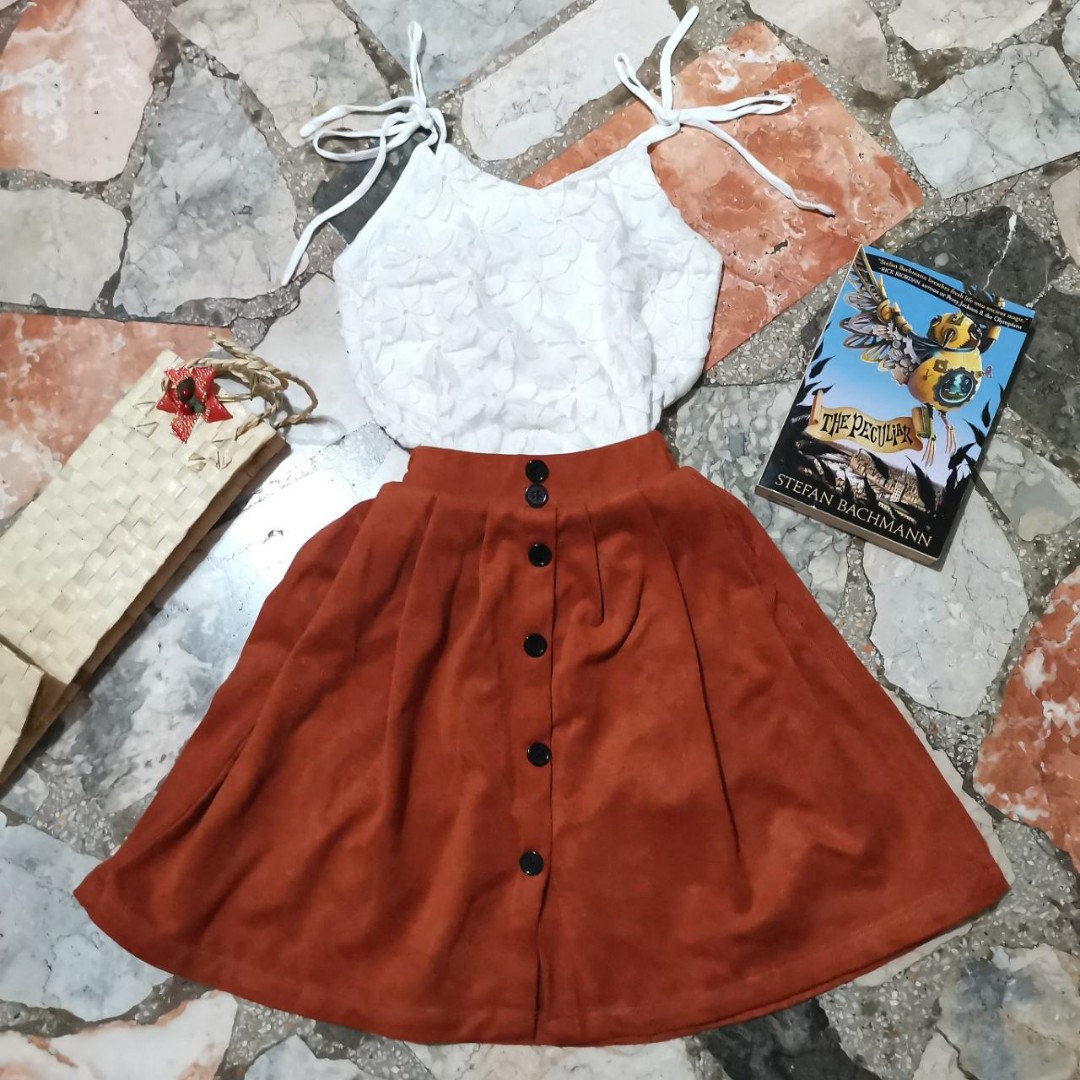 Living Doll Spaghetti Strap White Top And Brown Skirt Babies