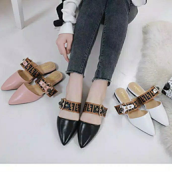 new arrival sandal selop mules fendi premium import
