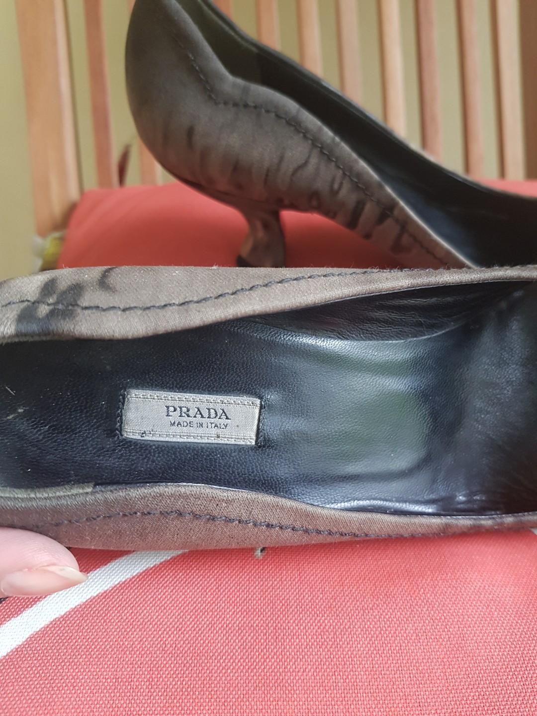Prada Ombre Kitten Heels (Category: Heels) located in Manila. Submitted by queenbeea (Listing ID 251480700, Image 3). Description: 100% Authentic Prada Squares Toe Heels Size 38 or will fit Size 7 or 7.5 US Womens In good condition Used only once. Price is negotiable.