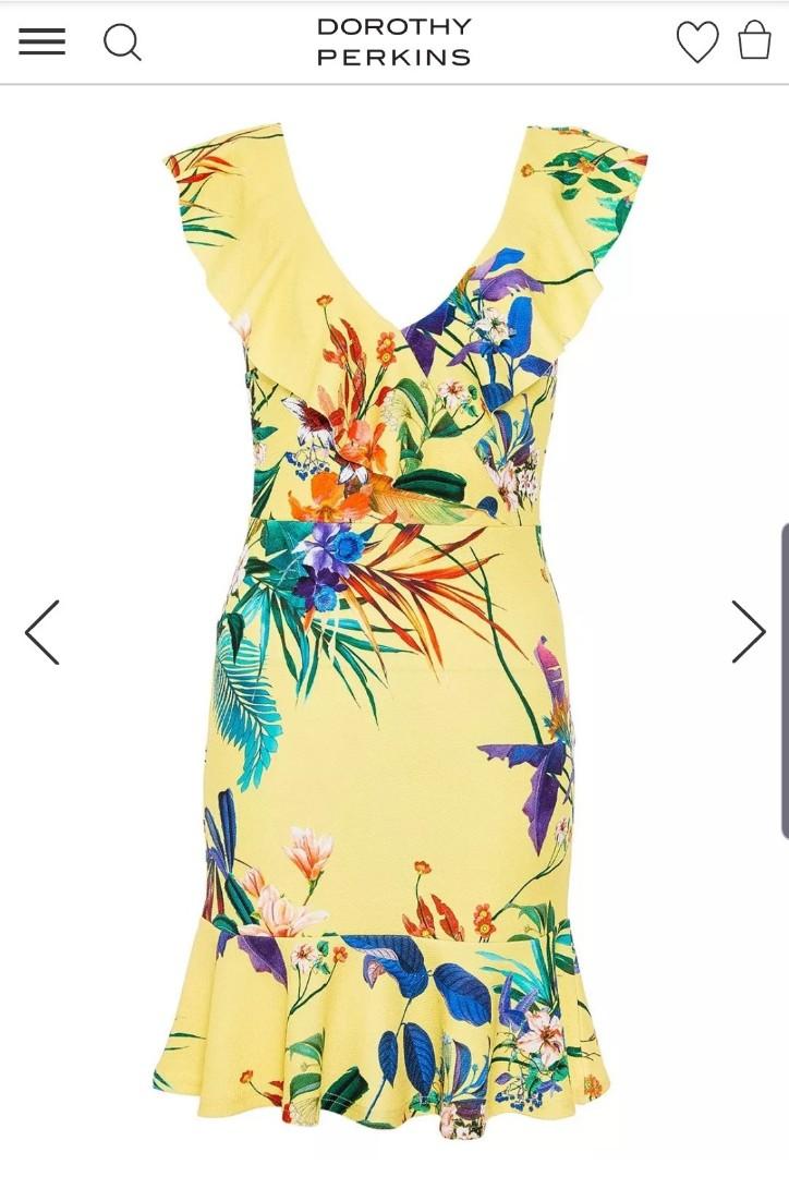 Quiz Yellow Floral Print Skater Dress Women s Fashion Dresses Sets Dresses on Carousell