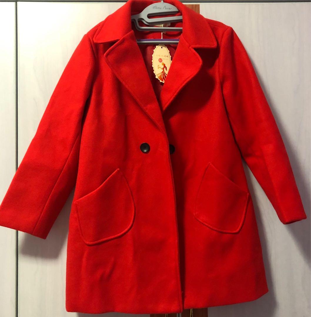 women's red winter coat with hood