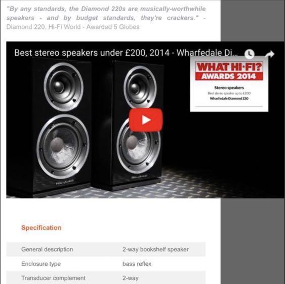 Speakers Whafedale Diamond 220 Quick Deal Before Gone