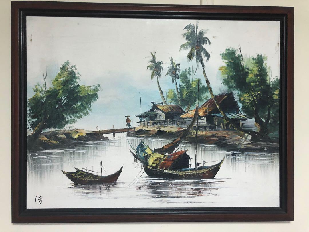Two Beautiful Oil Canvas Painting With The Price Of One Vintage